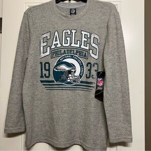 NFL Women’s Philadelphia Eagles Team Gray Crewneck Soft Long Sleeve Shirt Small